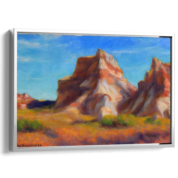 Golden Canyon Dance: Impressionistic Landscape of Sunlit Rock Formations