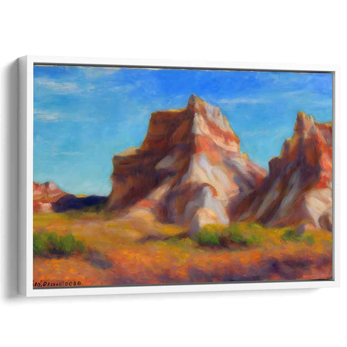 Golden Canyon Dance: Impressionistic Landscape of Sunlit Rock Formations