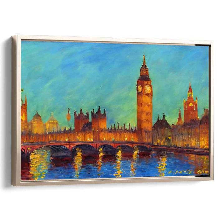 London Elegance: Brush of Time: Impressionist Big Ben and Parliament Canvas Art Print