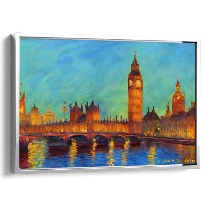 London Elegance: Brush of Time: Impressionist Big Ben and Parliament Canvas Art Print