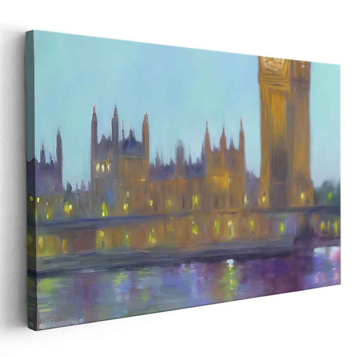 Dreamy Reflections: Impressionistic London Cityscape Canvas Art Print