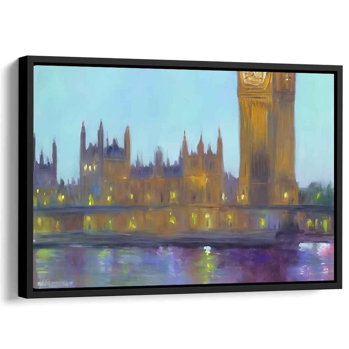 Dreamy Reflections: Impressionistic London Cityscape Canvas Art Print