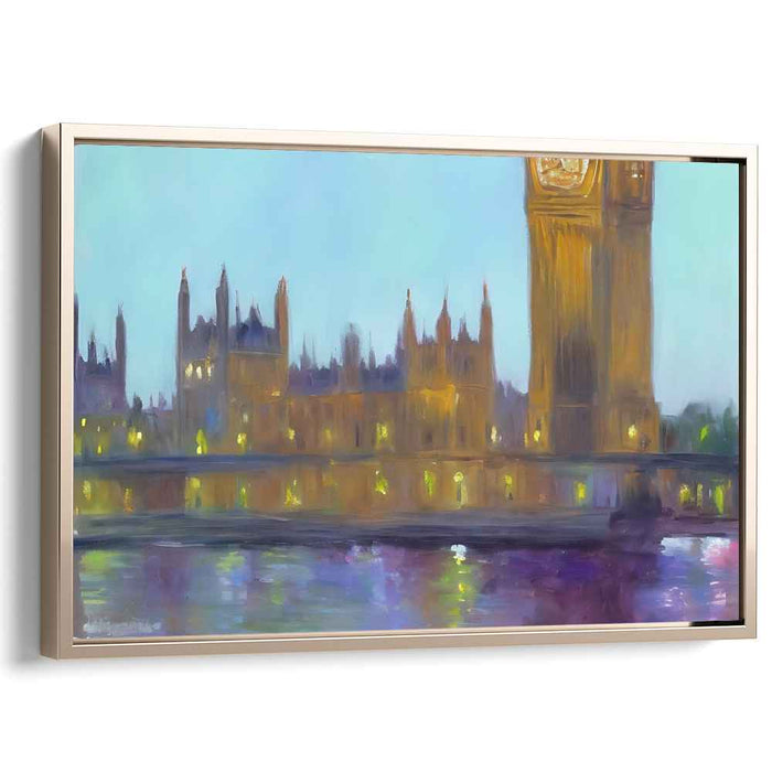 Dreamy Reflections: Impressionistic London Cityscape Canvas Art Print