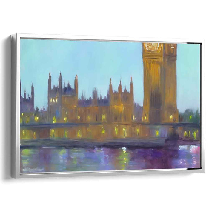 Dreamy Reflections: Impressionistic London Cityscape Canvas Art Print