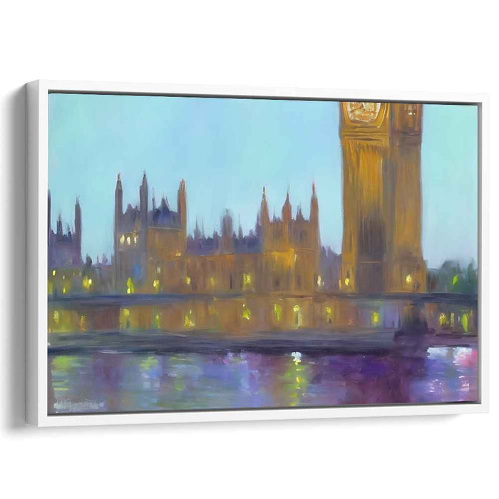 Dreamy Reflections: Impressionistic London Cityscape Canvas Art Print