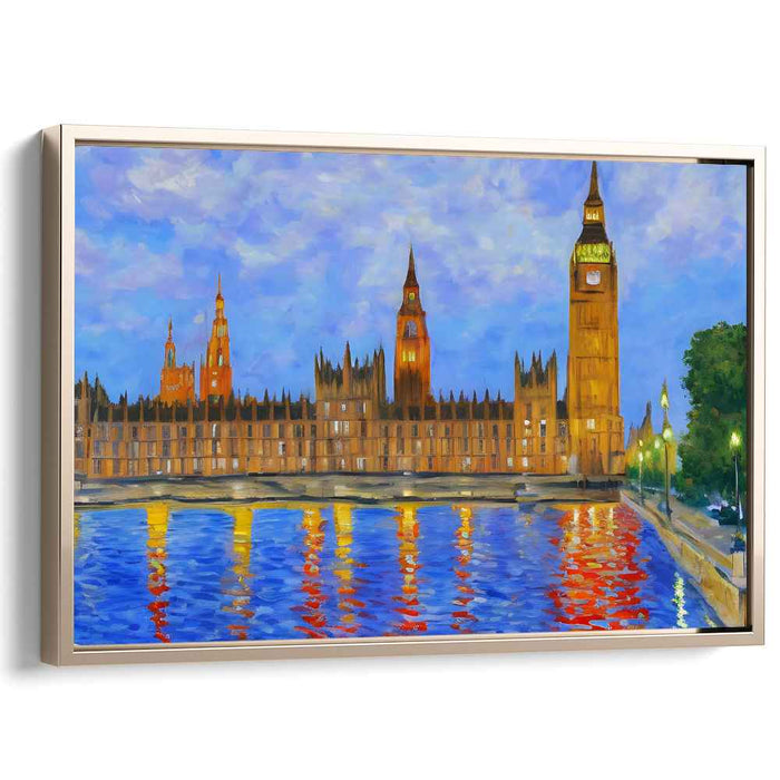 London's Evening Glow: Big Ben and Parliament Reflections Canvas Art Print