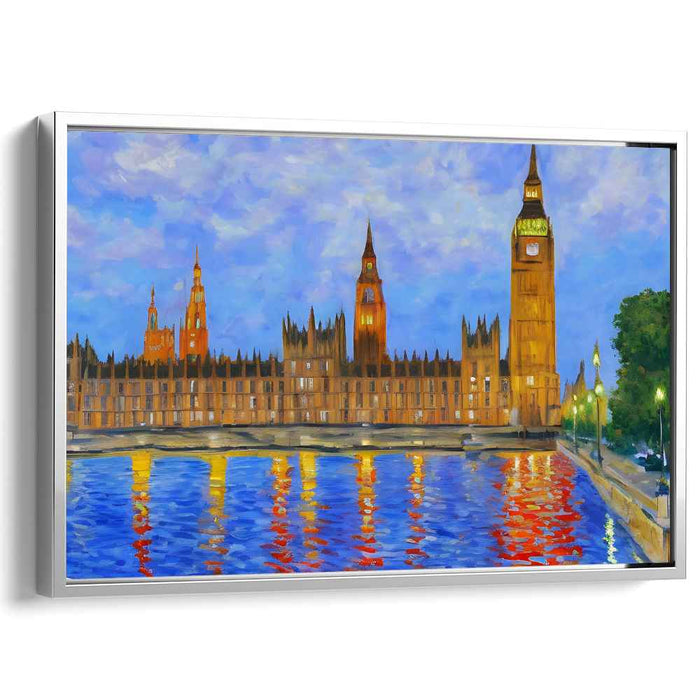 London's Evening Glow: Big Ben and Parliament Reflections Canvas Art Print