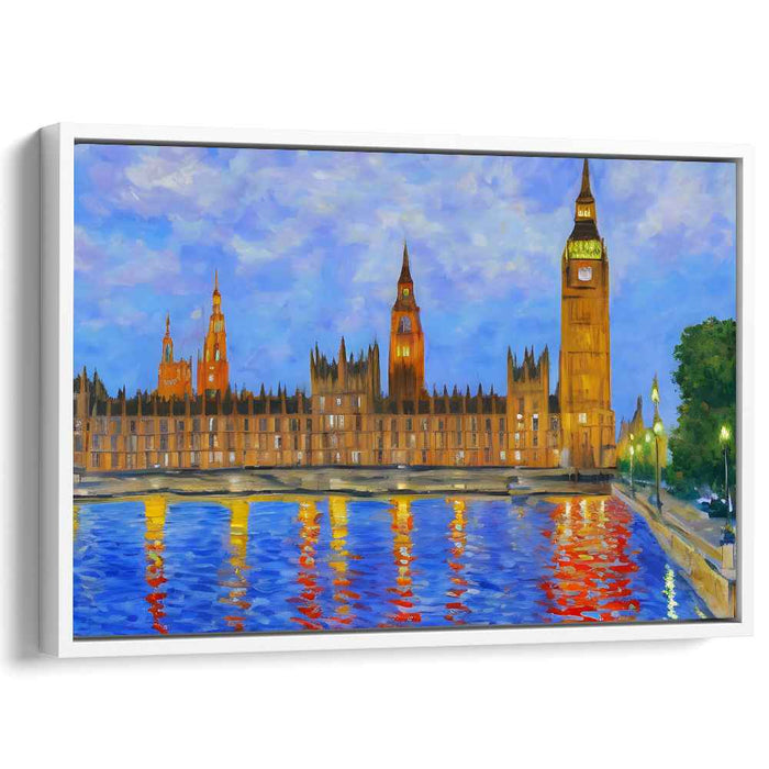 London's Evening Glow: Big Ben and Parliament Reflections Canvas Art Print