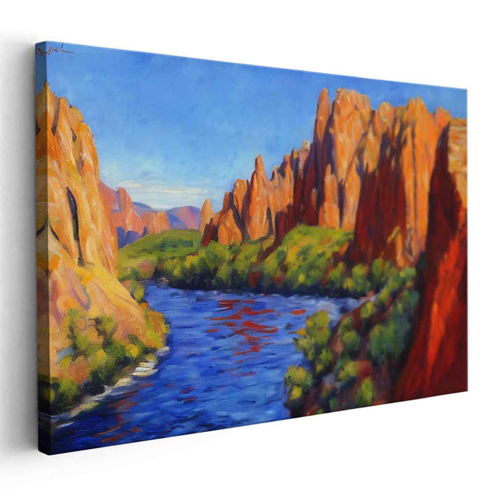 Chromatic Terrain Impressions: Vibrant Landscape Canvas Art Print