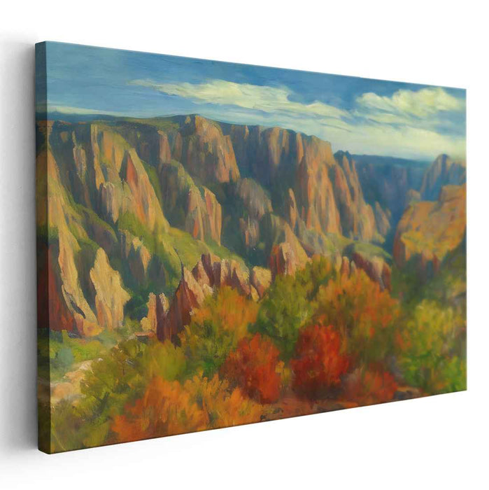 Earthy Melody Meadows: Serene Landscape in Earthy Hues Canvas Art Print