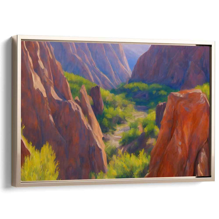 Crimson Citadel Amongst Peaceful Peaks: Serene Landscape with Towering Red Rocks