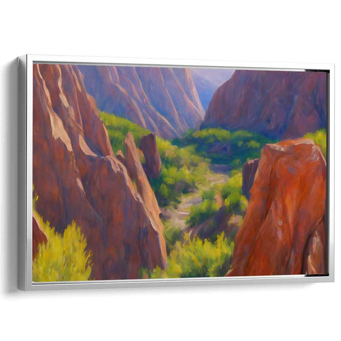 Crimson Citadel Amongst Peaceful Peaks: Serene Landscape with Towering Red Rocks