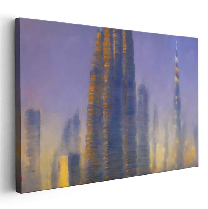 Neon Nightscape: Ethereal Urban Cityscape Canvas Art Print