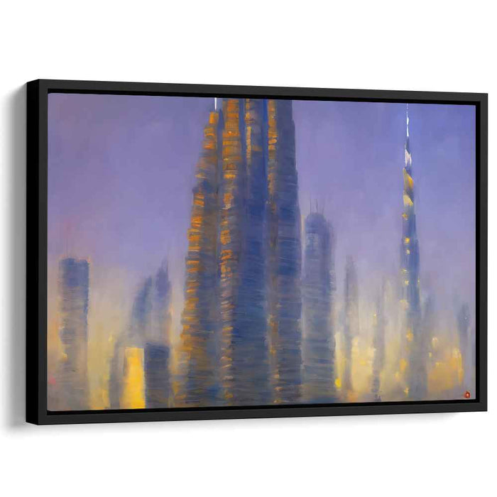 Neon Nightscape: Ethereal Urban Cityscape Canvas Art Print