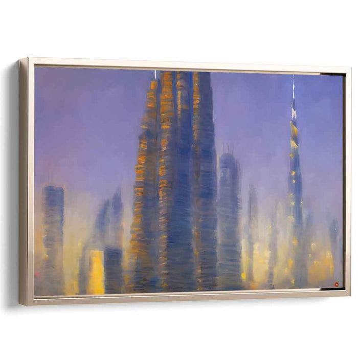Neon Nightscape: Ethereal Urban Cityscape Canvas Art Print