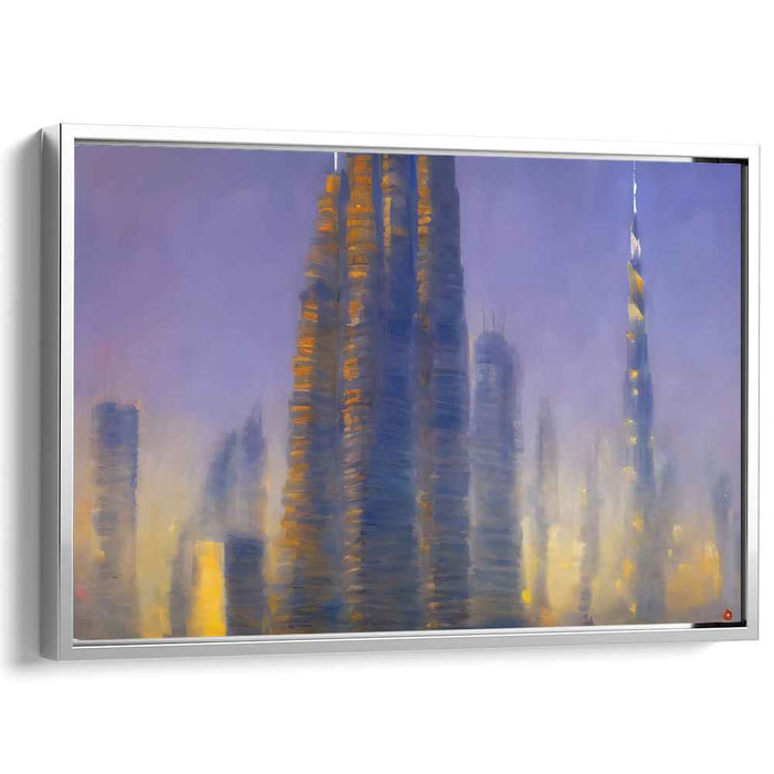 Neon Nightscape: Ethereal Urban Cityscape Canvas Art Print