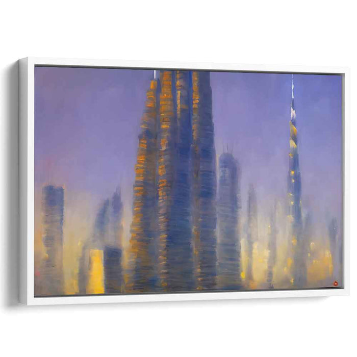 Neon Nightscape: Ethereal Urban Cityscape Canvas Art Print