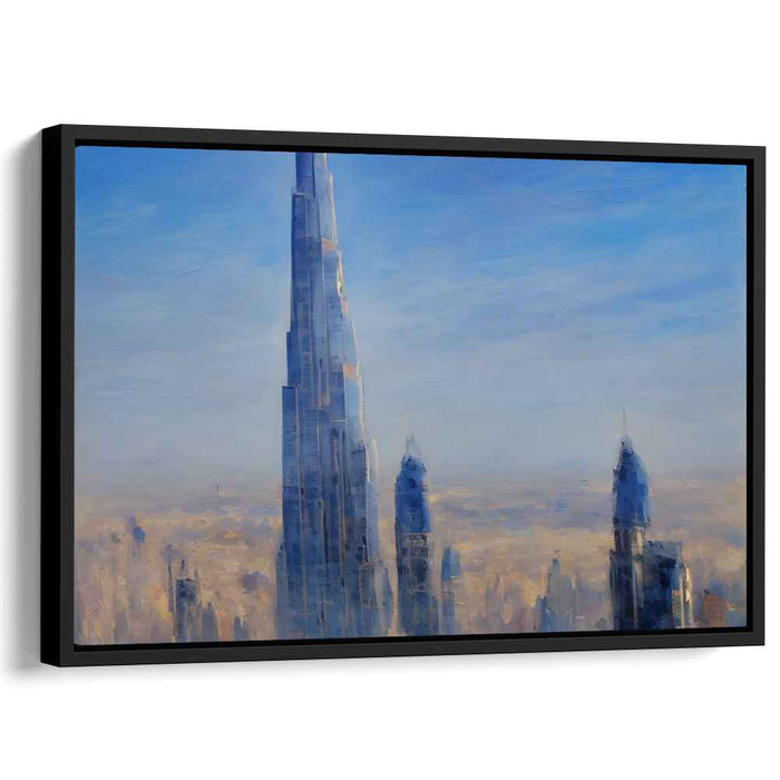 Urban Blue Symphony: Serene Blue Cityscape Canvas Art Print