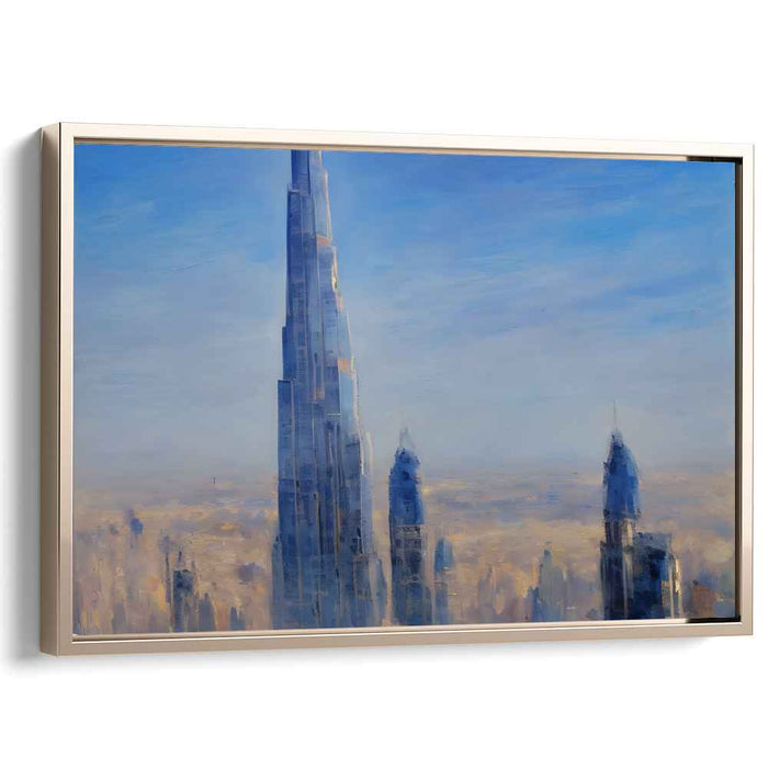 Urban Blue Symphony: Serene Blue Cityscape Canvas Art Print