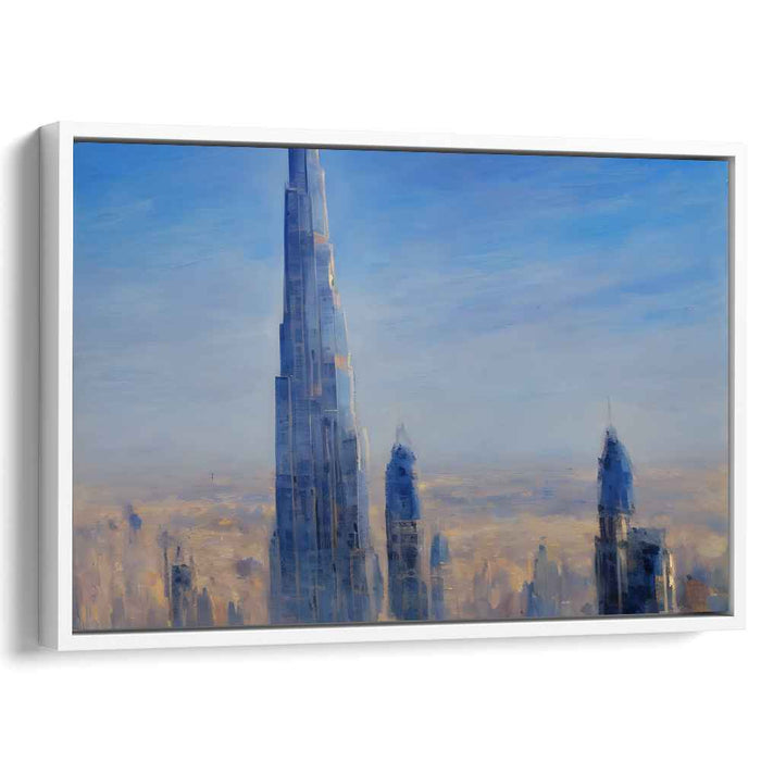 Urban Blue Symphony: Serene Blue Cityscape Canvas Art Print