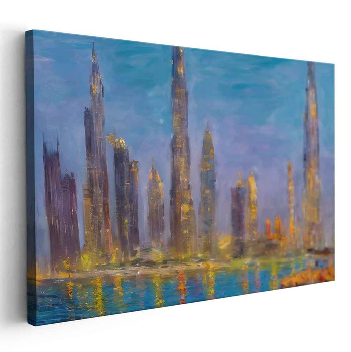 Urban Brushstrokes Abound: Impressionist Cityscape Canvas Art Print