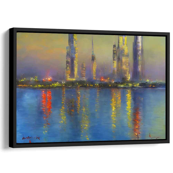 Urban Twilight Melody: Cityscape at Twilight Canvas Art Print