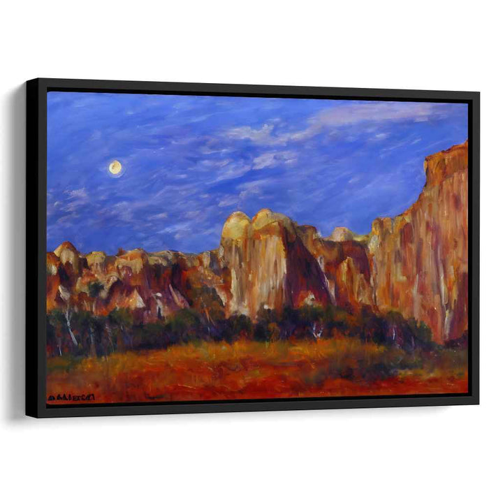 Moonlit Dunes: Serene Desert Landscape Under Full Moon Canvas Art