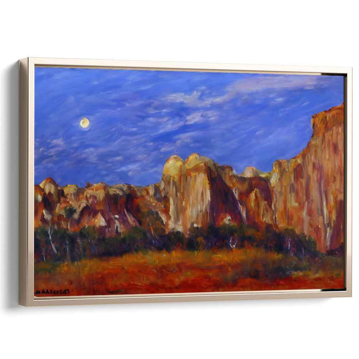 Moonlit Dunes: Serene Desert Landscape Under Full Moon Canvas Art