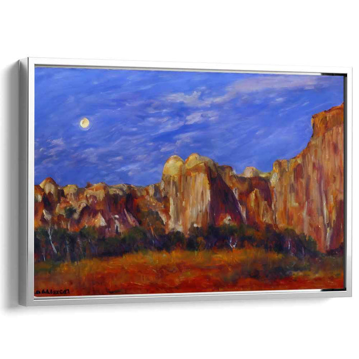 Moonlit Dunes: Serene Desert Landscape Under Full Moon Canvas Art