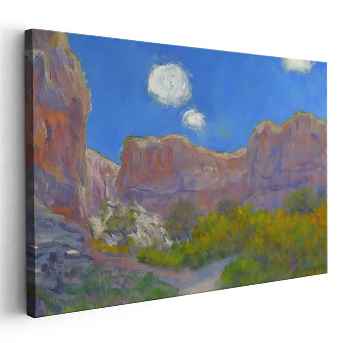 Whispering Echoes Through Canyons: Impressionist Canyon Landscape Canvas Art