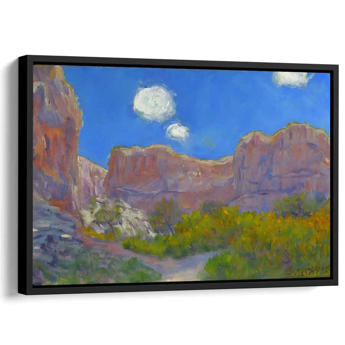 Whispering Echoes Through Canyons: Impressionist Canyon Landscape Canvas Art