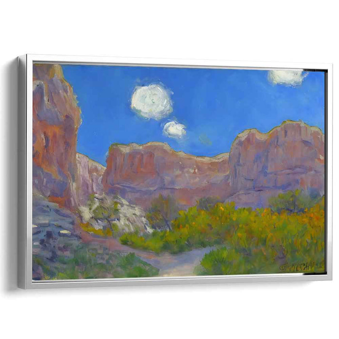 Whispering Echoes Through Canyons: Impressionist Canyon Landscape Canvas Art