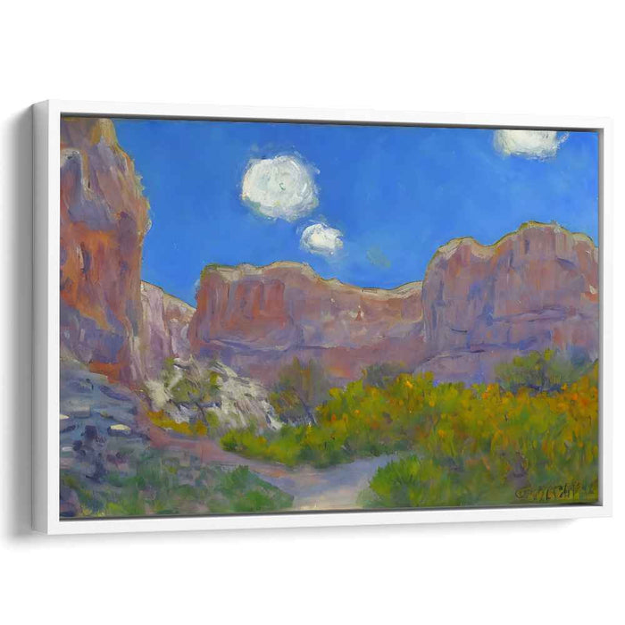 Whispering Echoes Through Canyons: Impressionist Canyon Landscape Canvas Art