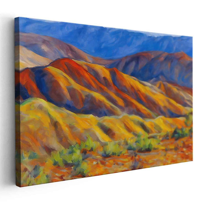 Misty Peaks Abloom: Impressionist Mountain Landscape Canvas Art Print