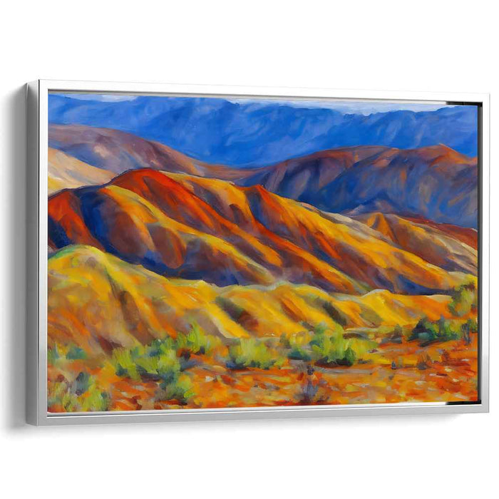 Misty Peaks Abloom: Impressionist Mountain Landscape Canvas Art Print