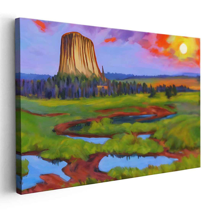Stone's Silent Tale: Majestic Rock Formation Landscape Canvas Art Print