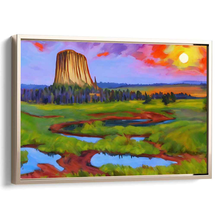 Stone's Silent Tale: Majestic Rock Formation Landscape Canvas Art Print