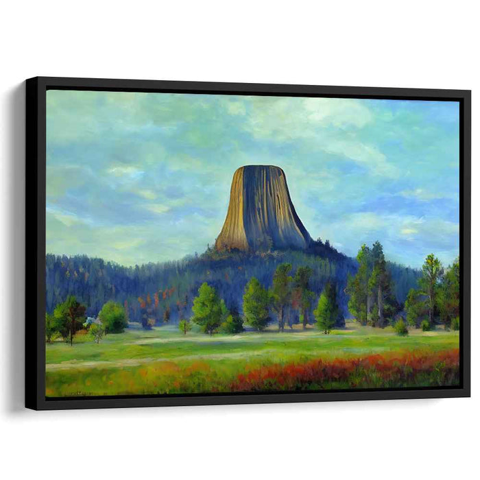 Ethereal Presence Among the Rocks: Realistic Landscape Painting of Devils Tower