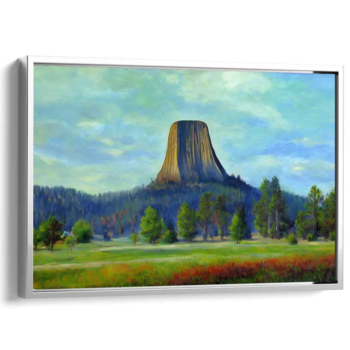 Ethereal Presence Among the Rocks: Realistic Landscape Painting of Devils Tower