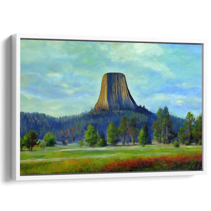 Ethereal Presence Among the Rocks: Realistic Landscape Painting of Devils Tower