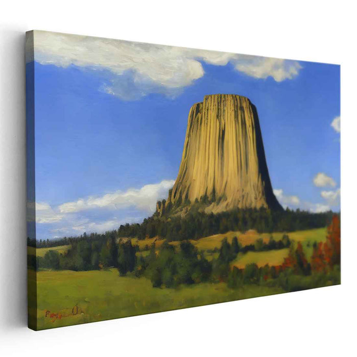 Ethereal Echoes of Sentinel Peaks: Realistic Landscape of Devils Tower