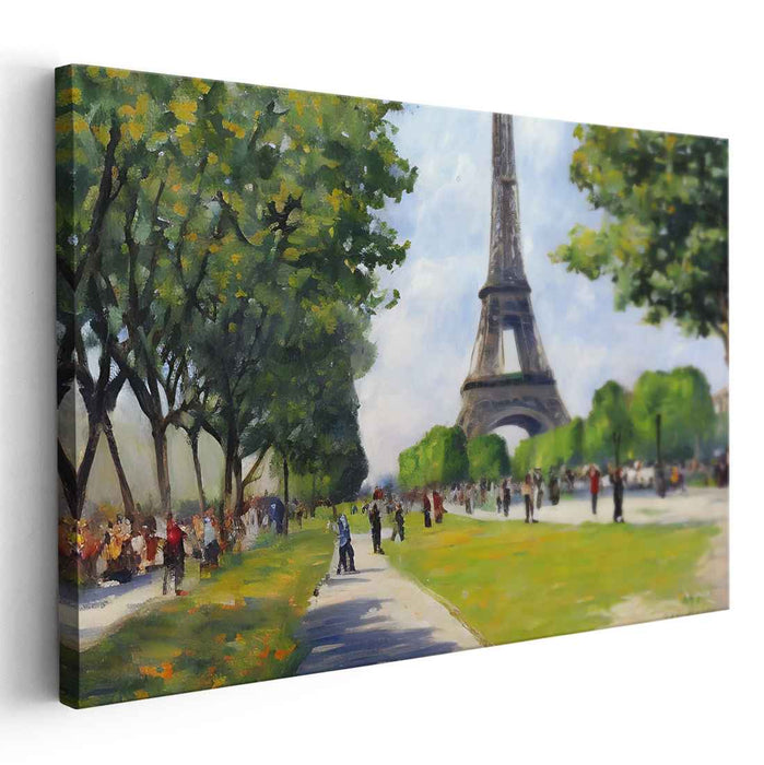 Iron Lace Perspective: Eiffel Tower and Champ de Mars Canvas Art Print