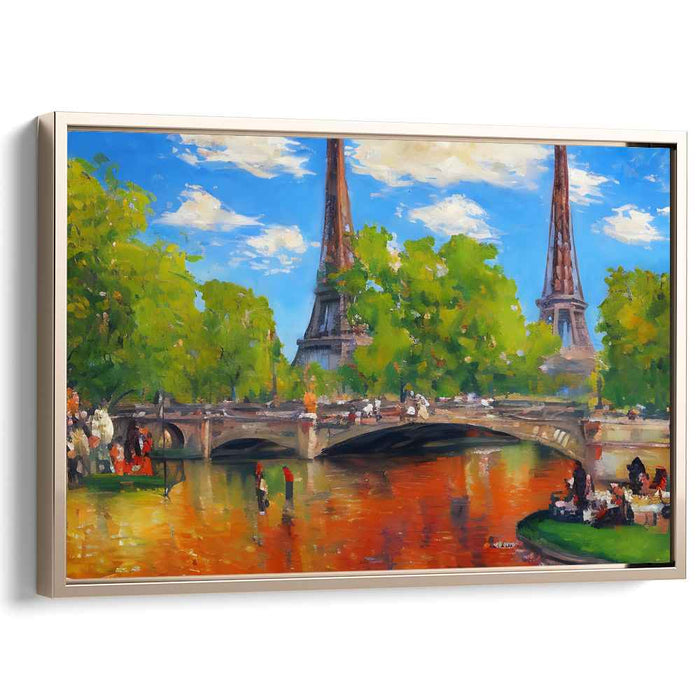 Sunlit Paris: Impressionist Eiffel Tower Canvas Art Print