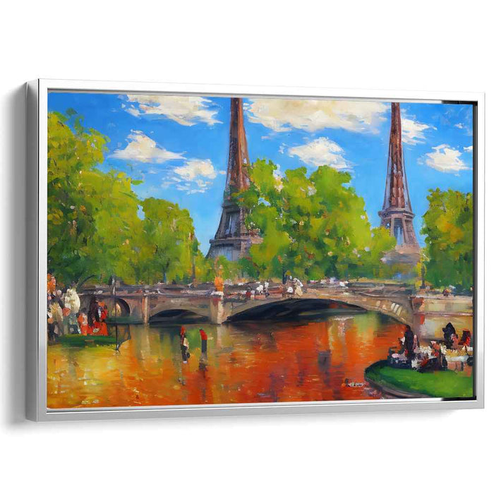 Sunlit Paris: Impressionist Eiffel Tower Canvas Art Print