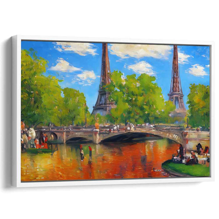Sunlit Paris: Impressionist Eiffel Tower Canvas Art Print