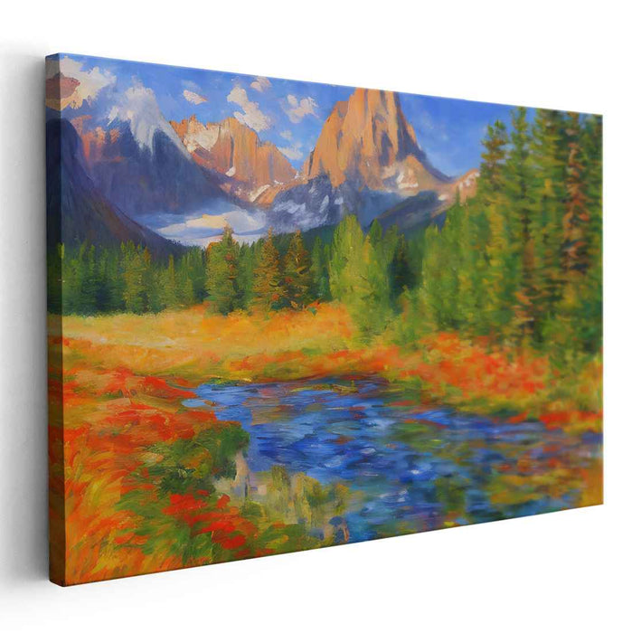 Luminescent Horizon Dreams: Vivid Landscape Canvas Art Print
