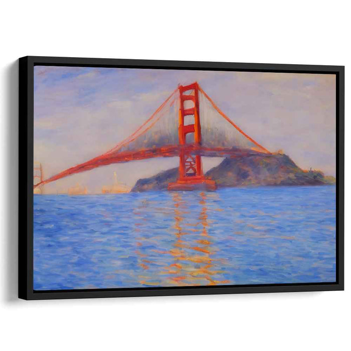 Urban Sunset Strokes: Impressionist Golden Gate Bridge Canvas Art Print