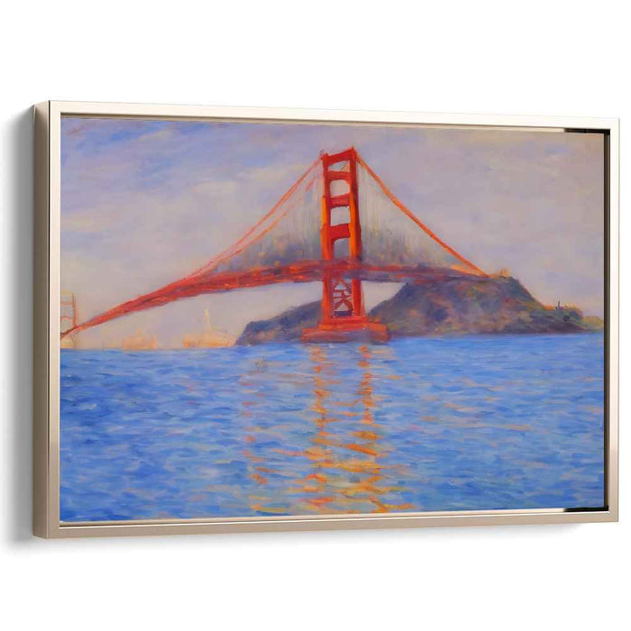 Urban Sunset Strokes: Impressionist Golden Gate Bridge Canvas Art Print