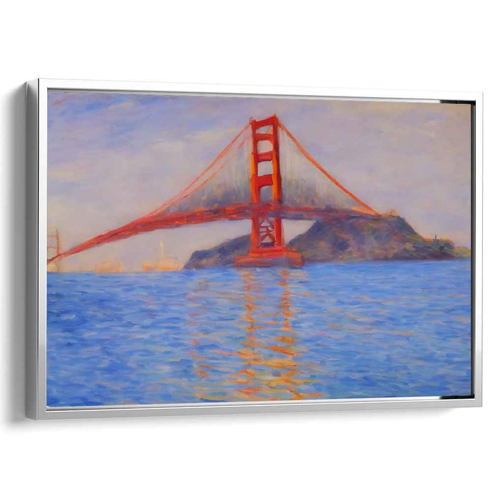 Urban Sunset Strokes: Impressionist Golden Gate Bridge Canvas Art Print