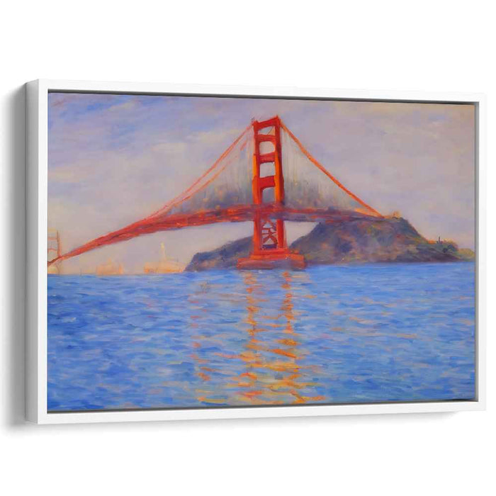 Urban Sunset Strokes: Impressionist Golden Gate Bridge Canvas Art Print